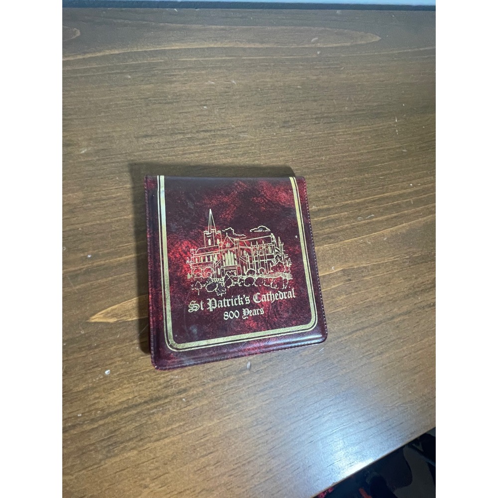 St Patricks Cathedral 800 Years Notepad Holder Burgundy Gold Foil Souvenir